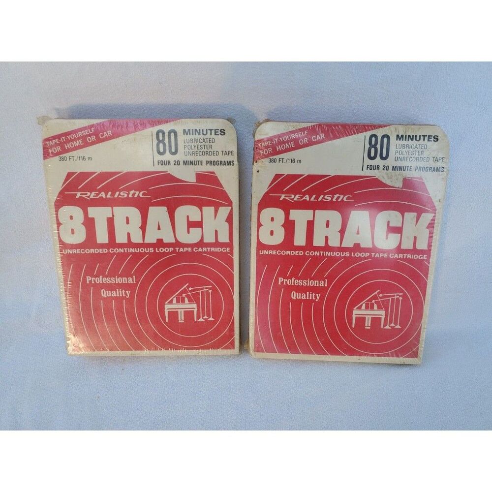 Lot of 2 Sealed Realistic 8 Track Blank Tapes - 80 Minutes - New